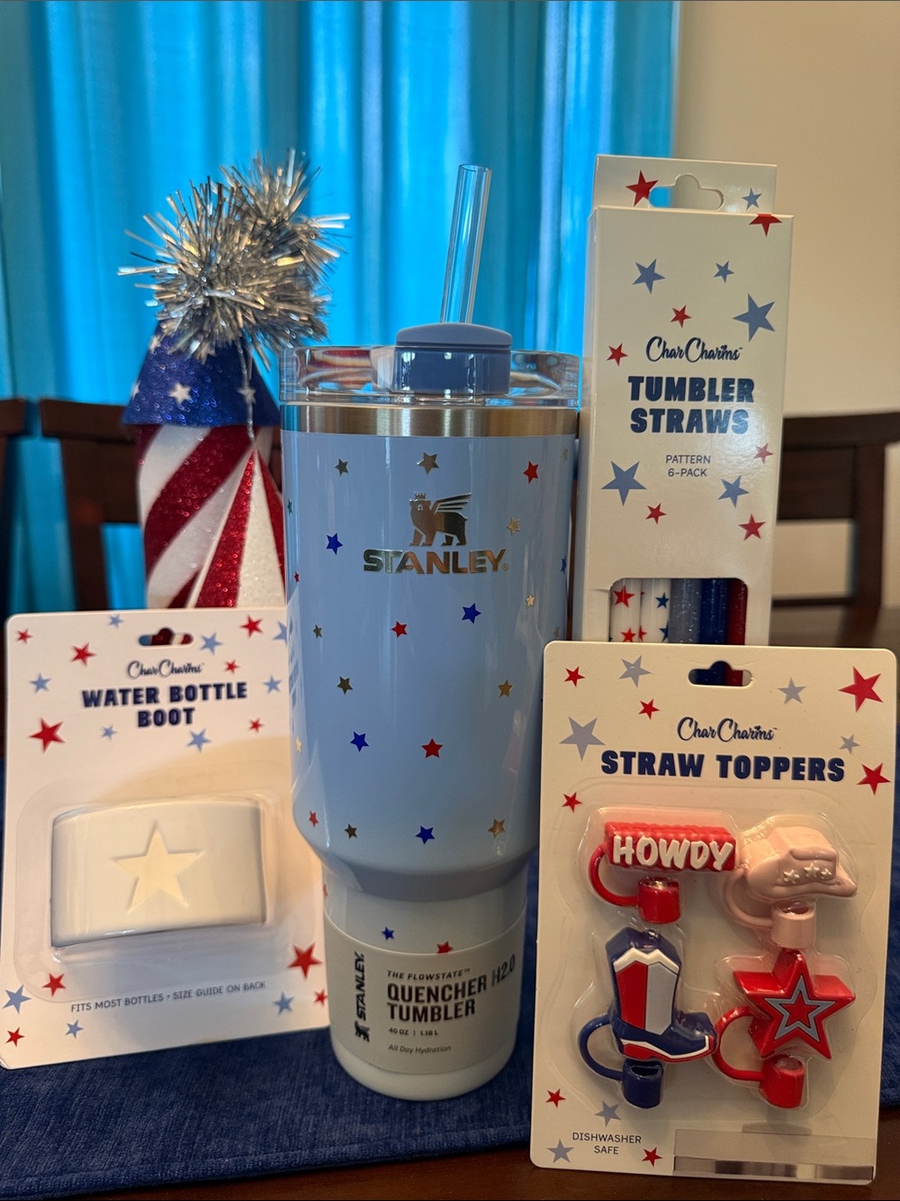 Stanley 40oz 4th of July Stars and Stripes bundle.